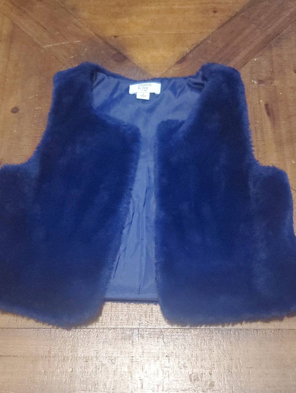 crown & ivy Deep Navy Faux Fur Vest for Kids